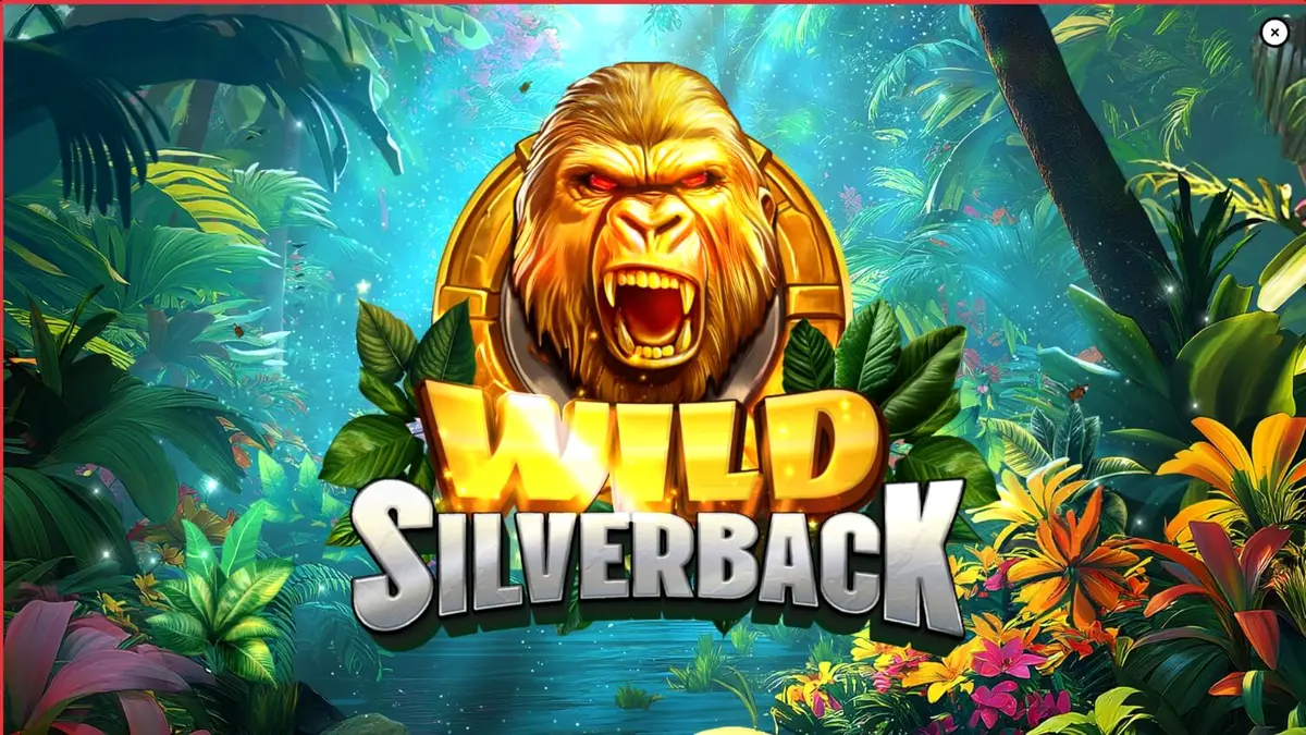 Pemandangan hutan lebat dengan gorila perak sebagai simbol utama dalam slot Wild Silverback